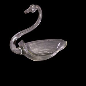 Vintage Duncan & Miller Elegant Glass Swan Dish, Centerpiece, HandShaped Glass